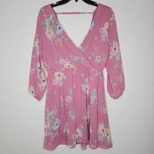 NWT As U Wish Women's Pink Floral Dress Size Medium
